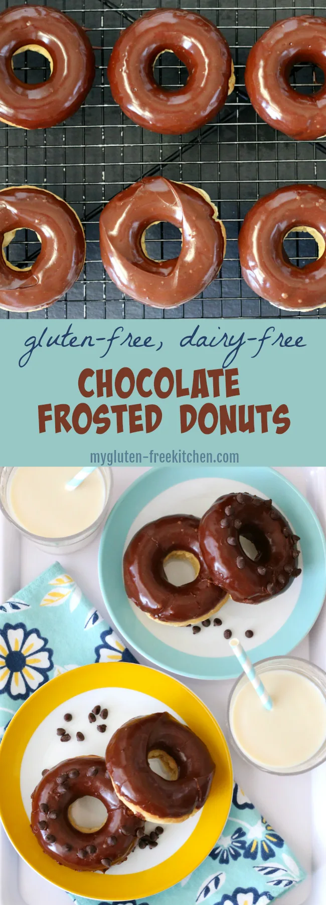 Gluten-free Chocolate Frosted Donuts Recipe that's dairy-free too! If you miss doughnuts, you've got to make these!