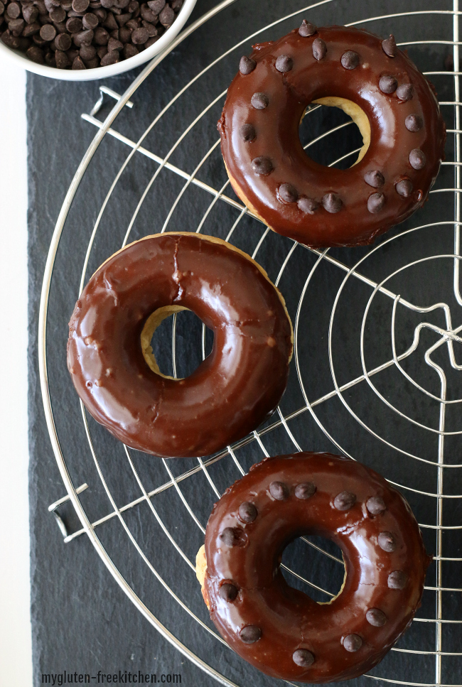 Gluten-free Chocolate Frosted Doughnut Recipe. 