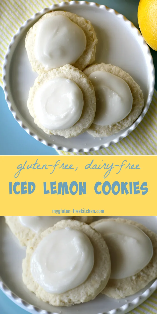 Gluten-free Dairy-free Iced Lemon Cookies. Yummy recipe that makes 5 dozen small cookies.