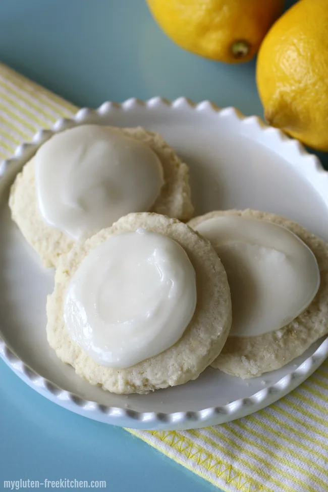 Gluten-free Iced Lemon Cookie Recipe. Light, lemony, and dairy-free too!
