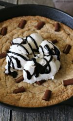 Gluten Free Dairy-Free Chocolate Skillet Cookie. Better than chocolate chip as the chocolate chunks make it even more chocolatey! Such a fun dessert for sharing!