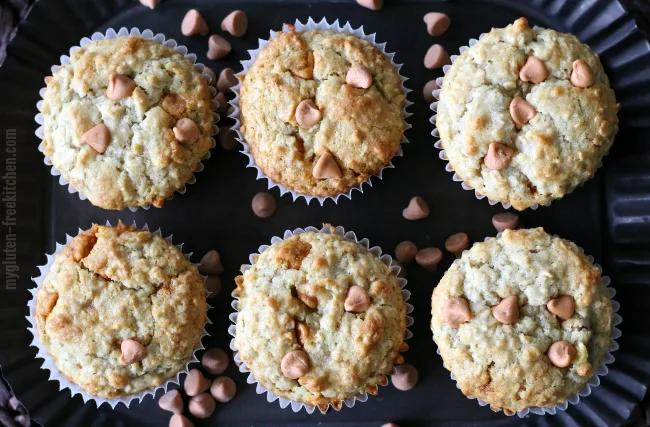 Gluten-free Banana Butterscotch Oat Muffins