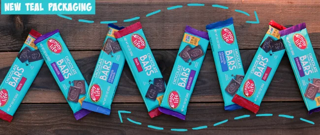 Enjoy Life Chocolate Bars New Teal Packaging