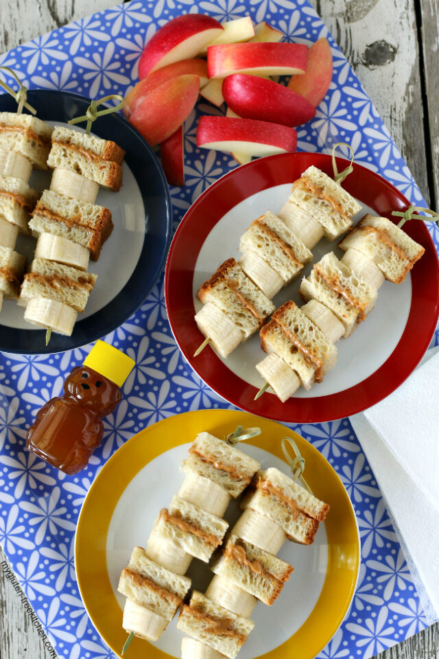 Glutenfree Peanut Butter and Honey Sandwich Kabobs