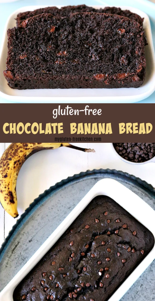 Gluten-free Chocolate Banana Bread Recipe. Easy gluten-free quick bread recipe that's perfect for using up ripe bananas!
