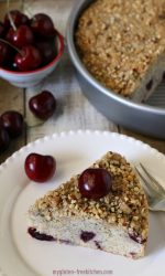 Gluten free Cherry Coffee Cake Recipe. Delicious coffee cake that's dairy-free too.