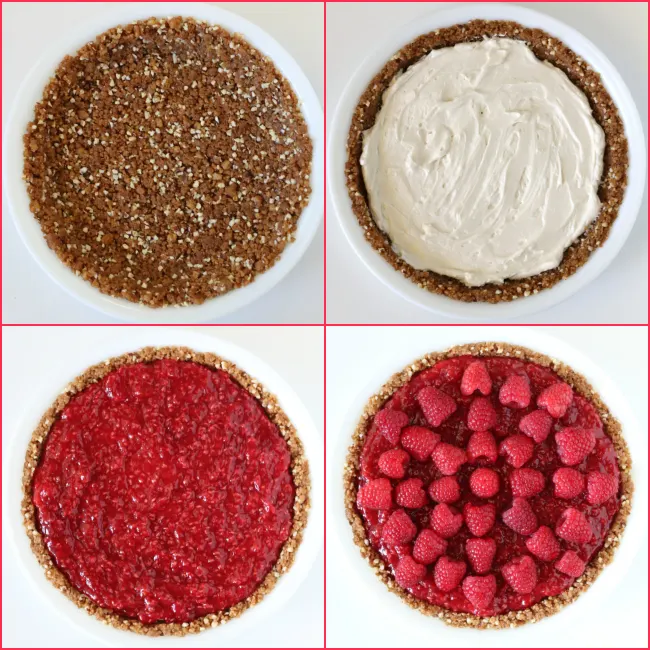 Gluten-free Raspberry Cream Pie with Graham Cookie Crust