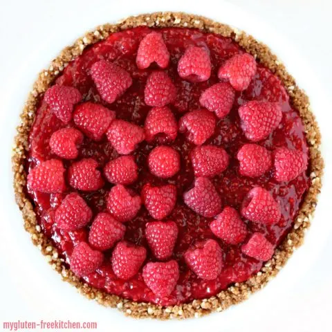 Gluten-free Raspberry Cream Pie. Delicious no bake dessert!