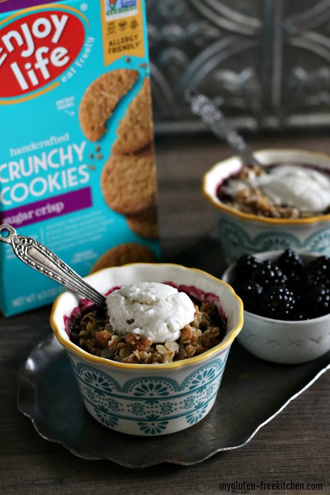 Gluten-free Blackberry Crisp for Two with Enjoy Life Sugar Cookies top 8 free
