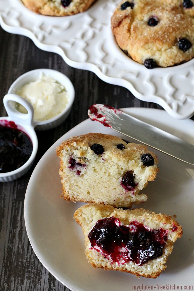 Gluten-free Huckleberry Muffins with huckleberry jam