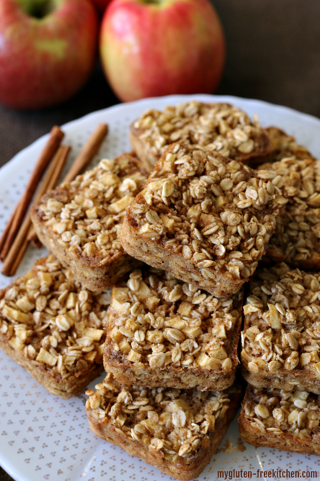 Gluten-free Apple Cinnamon Baked Oatmeal Squares - Great make-ahead breakfast idea. Can grab and go or eat in a bowl with milk or non-dairy milk. These are dairy-free too!