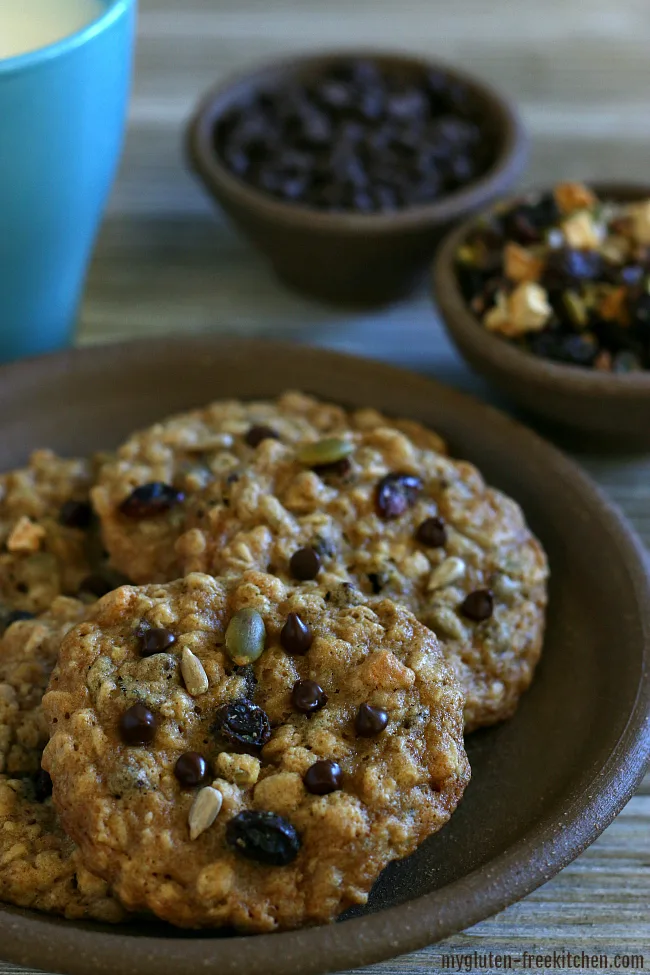 Gluten-free Cowboy Cookies free of nuts, peanuts and dairy. They're so good!