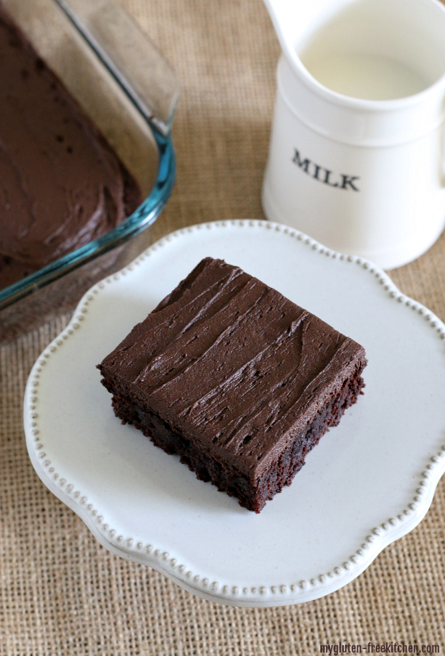 Gluten-free Frosted Brownie Recipe. You'll want a cup of milk with this chocolate treat!