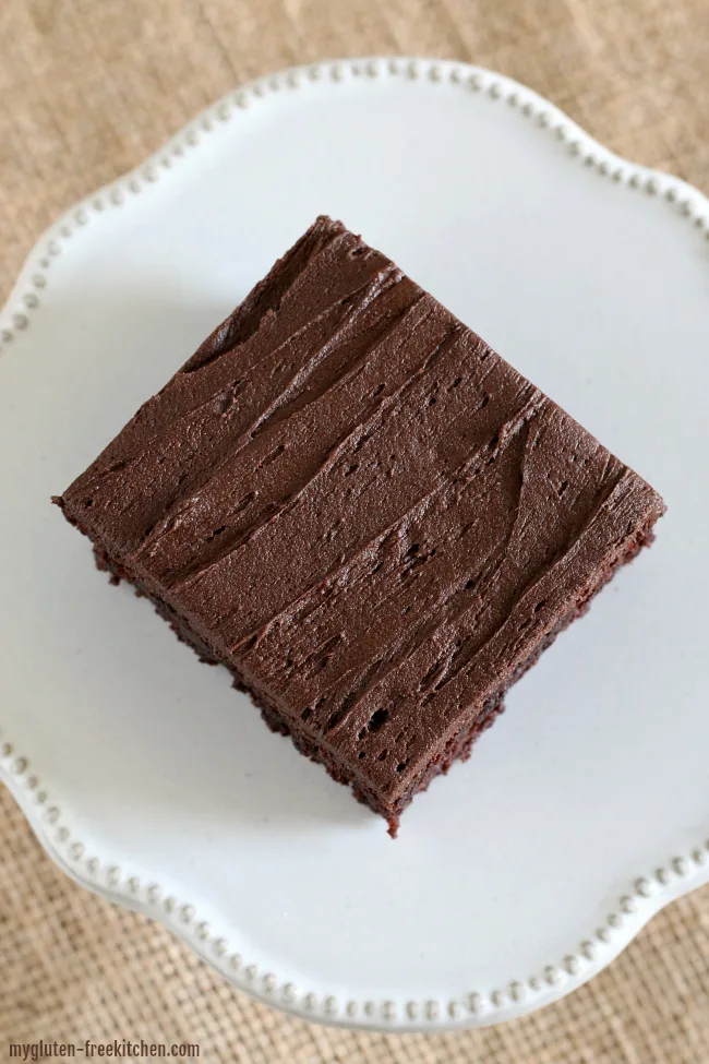 Gluten-free Frosted Brownie. Perfect texture and perfect frosting!