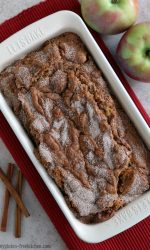 Loaf of gluten-free apple bread in pan