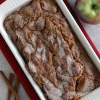 Loaf of gluten-free apple bread in pan