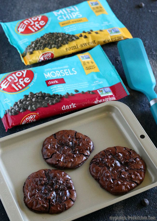 Gluten-free Flourless Mudslide cookies made with enjoy life baking chocolate