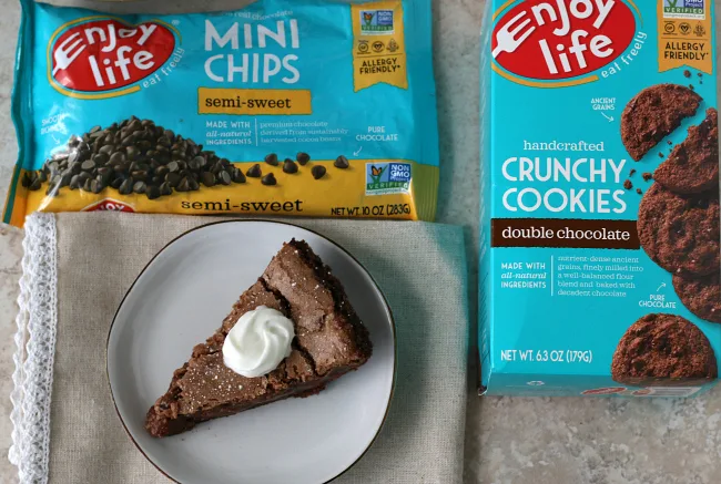 Gluten-free Fudge Pie with Enjoy Life Cookies and chocolate