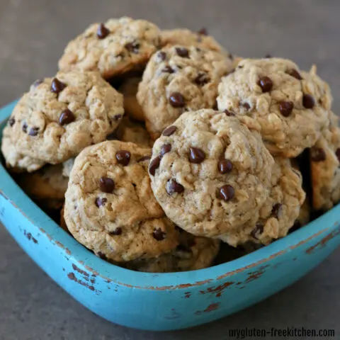 Bowl of Gluten-free Dairy-free Oatmeal Chocolate Chip Cookies