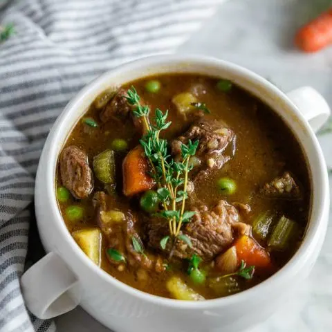 Gluten-free Beef Stew made in the Crockpot. Easy slow-cooked gluten-free dinner.