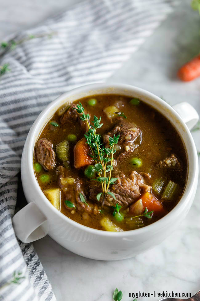 Gluten-free Beef Stew made in the Crockpot. Easy slow-cooked gluten-free dinner. 