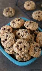 Gluten-free Oatmeal Chocolate Chip Cookies. These are dairy-free too! Easy recipe that makes a LARGE batch!