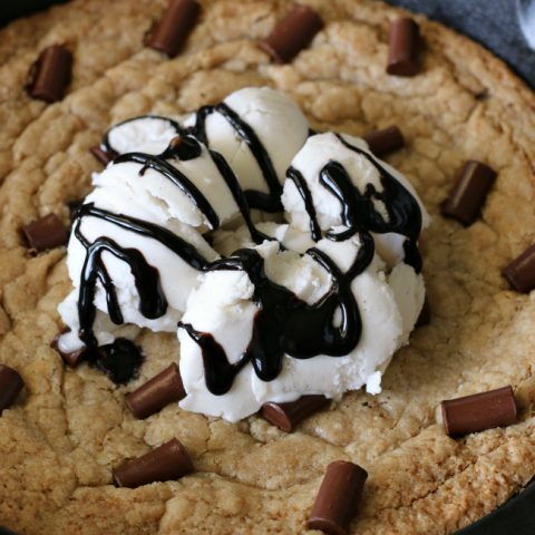 Gluten-free Dairy-free Chocolate Chunk Skillet Cookie