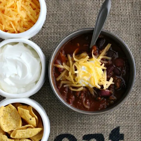 Gluten-free Beef Chili Recipe made in the Crock-pot slow cooker.