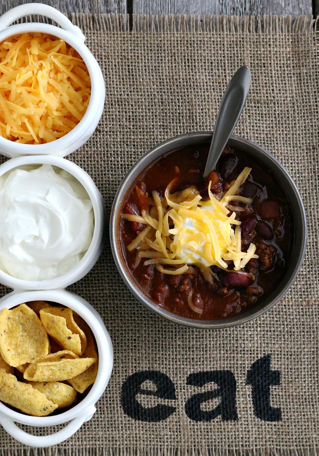 Gluten-free Beef Chili Recipe made in the Crock-pot slow cooker.
