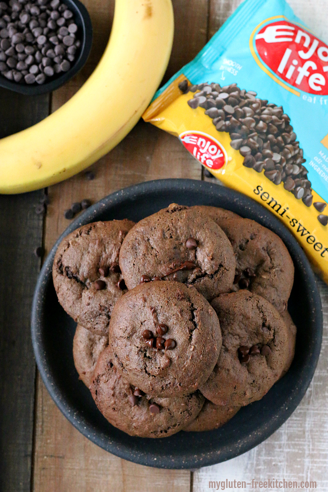 Gluten-free Dairy-free Chocolate Banana Cookies with Enjoy Life chips