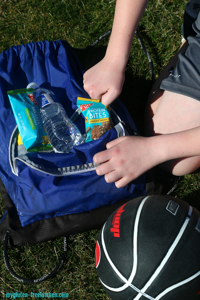 Gluten-free Enjoy Life Protein Bites and Breakfast Ovals for basketball practice