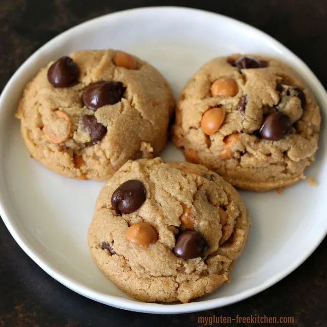Gluten-free Peanut Butter Cookies with butterscotch and chocolate chips