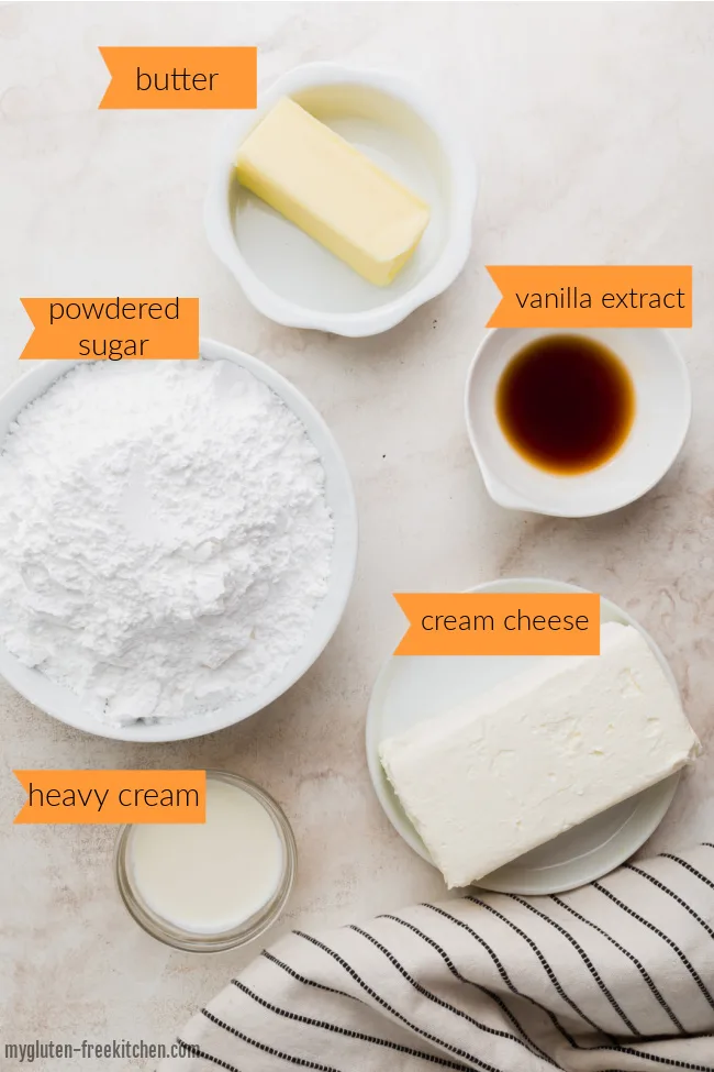 Ingredients for cream cheese frosting