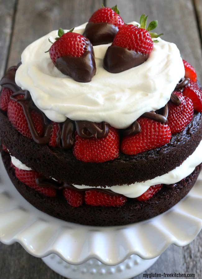 Gluten-free Chocolate Strawberry Layer Cake Dessert