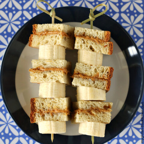 Gluten-free Peanut Butter and Honey Sandwich Kabobs