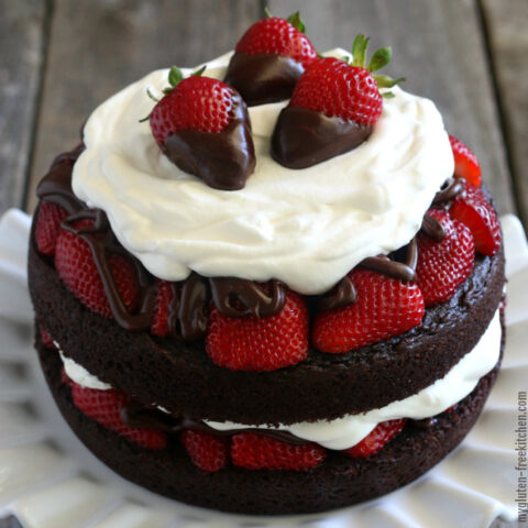 Rich chocolate and strawberry cake