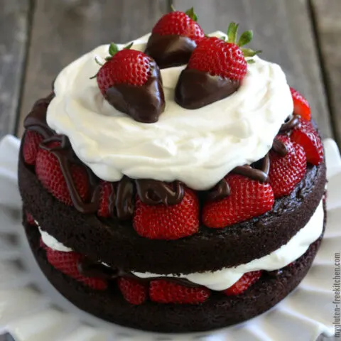 Decadent Gluten-free Strawberry Chocolate Layer Cake