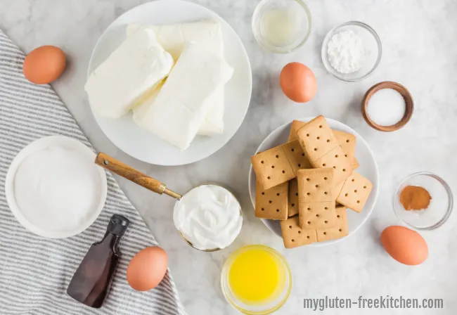 Ingredients for gluten-free cheesecake