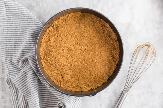 gluten-free graham cracker crust in springform pan