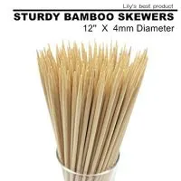 12 inch Natural Bamboo Skewers for Kabobs (100 PCS)