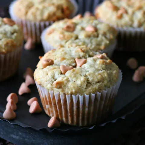 Gluten-free Banana Butterscotch Oat Muffins