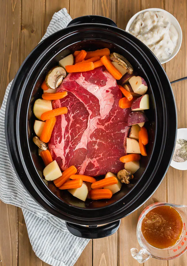 Ingredients for gluten-free pot roast in Crockpot