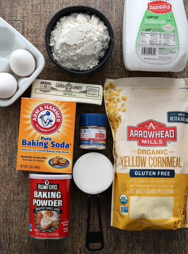 Ingredients for gluten-free cornbread muffins