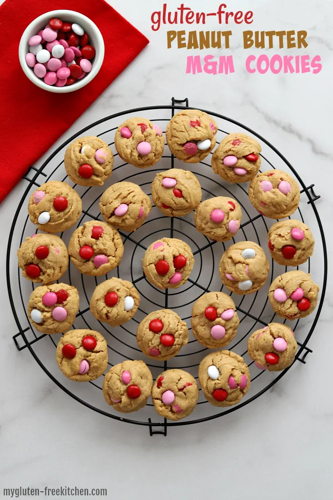 Gluten-free Peanut Butter M&M Cookies for Valentine's Day