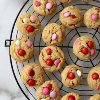 Cookie Rack with Valentine's Gluten-free Peanut Butter M&M Cookies