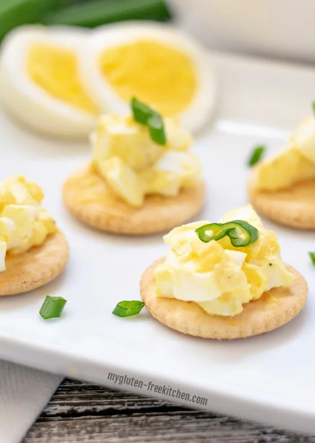 Egg Salad on gluten-free crackers