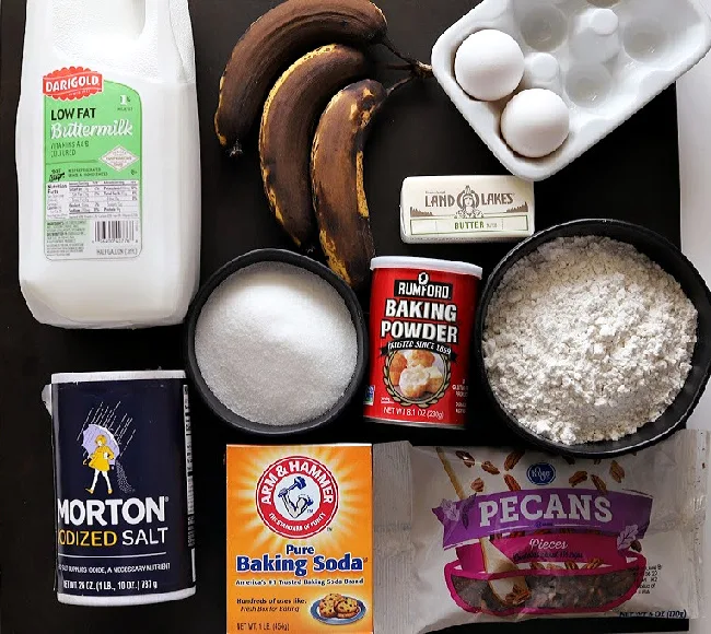 Ingredients for gluten-free banana nut bread