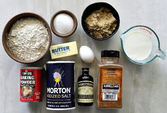 Ingredients for gluten-free cinnamon muffins
