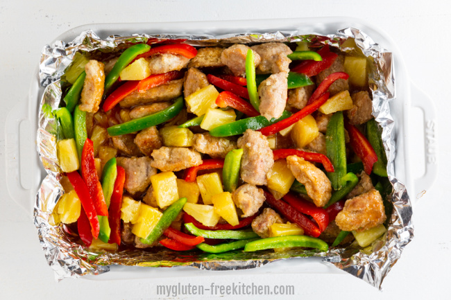 Gluten-free Sweet and Sour Pork before baking