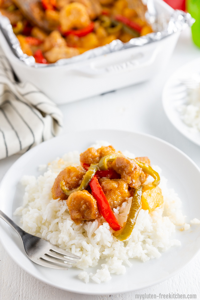 Gluten-free Sweet and sour pork with rice